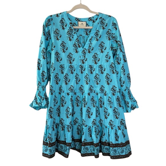 Tuckernuck Beach  Tropical Turquoise Bouquet Kenzo Mini Dress Floral Cover up  M - Picture 2 of 7